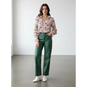 Misa Los Angeles Revolve Pink Green Floral Festival Bohemian Blouse Women’s XS